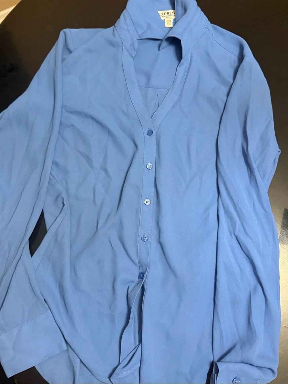 Express Men's Sky Blue Button-Front Casual Shirt